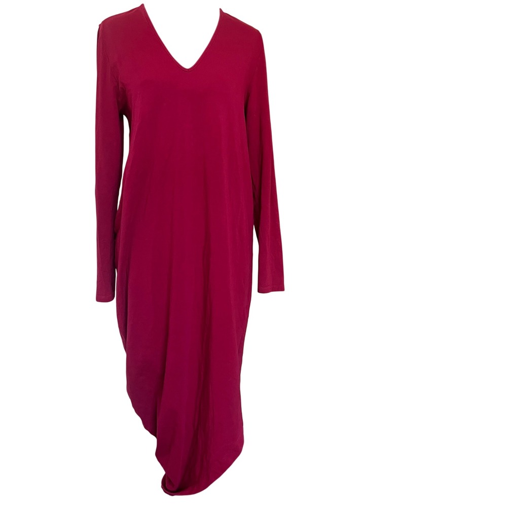 Universal Standard 3XS (4-6) Burgundy V-Neck Long Sleeve Midi Dress Quiet Luxury